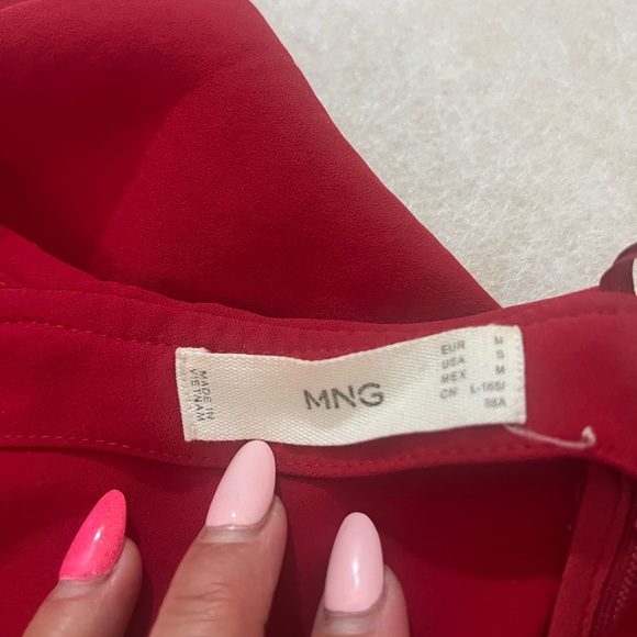 Mango One-Shoulder Ruffle Red Camisole - Picture 6 of 7